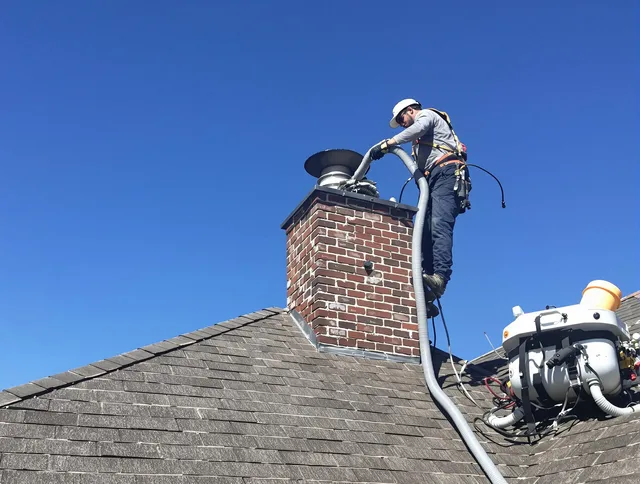Dedicated Tampa Chimney Sweep team member cleaning a chimney in Tampa, FL