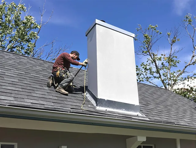 Tampa Chimney Sweep team member finishing chimney construction in Tampa, FL