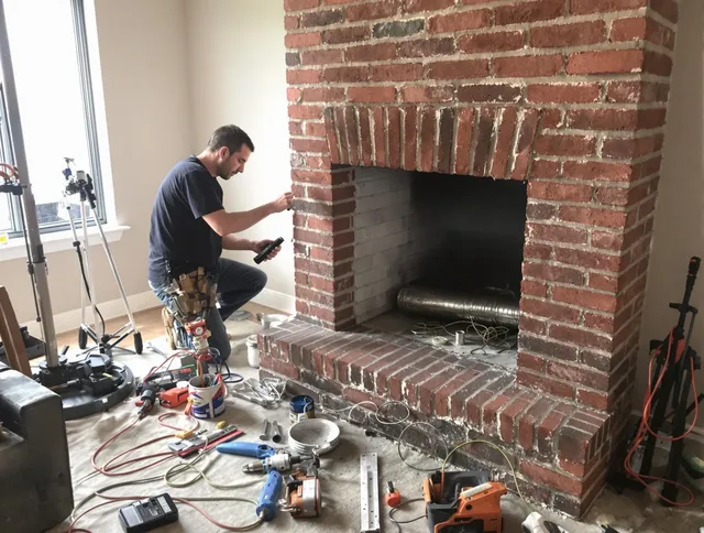 Tampa Chimney Sweep specialist finalizing chimney liner service in Tampa, FL