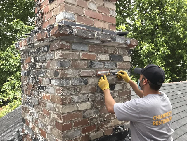 In-progress chimney restoration by Tampa Chimney Sweep in Tampa, FL