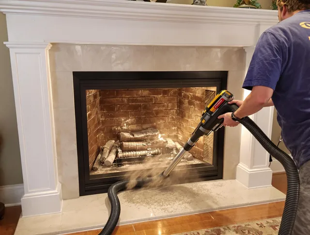 Fireplace cleaning performed by Tampa Chimney Sweep in Tampa, FL